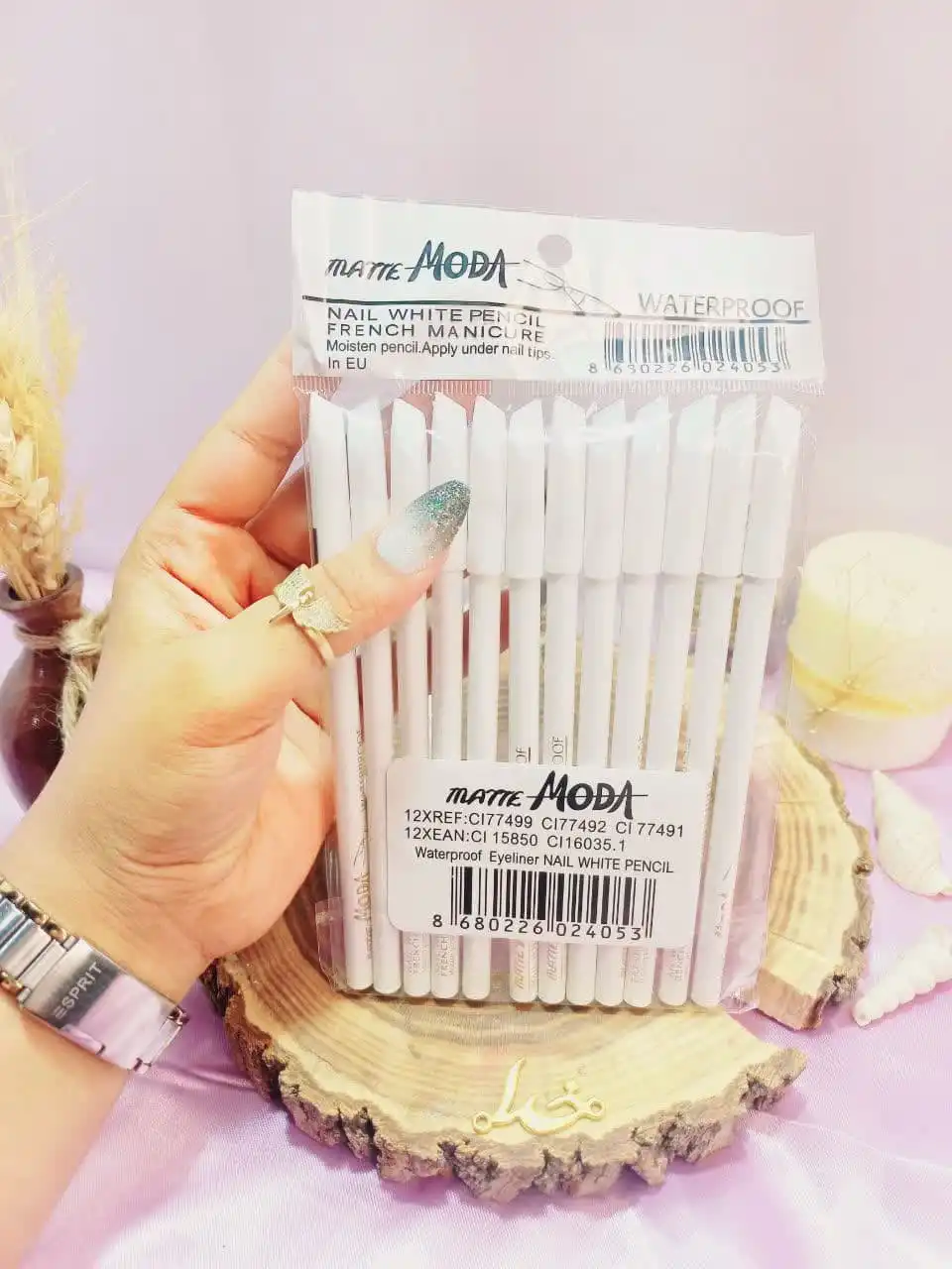 مداد چشم سفید شمعی ضدآب و بدون سرب مات مدا MATTE MODA اصلی